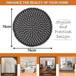 Myntra Elegant Homes Grey & White Spiral Round Self-Designed Cotton Doormat image 4