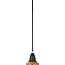 1ST TIME Gold-Toned & Red Textured Bell Shaped Hanging Ceiling Lamp image 2