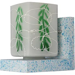 1ST TIME Green & White Printed Wood Contemporary Square Shaped Wall Lamp-picture-16