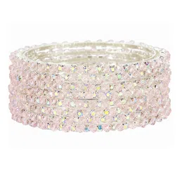 ZULKA Set of 8 Metal With Zircon Gemstone & White Pearls Stylish Trendy Bangles image 3