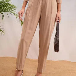 CHIC BY TOKYO TALKIES Solid Women Straight Fit Trousers-picture-44
