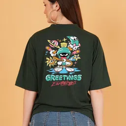 kintu parantu Women Pack Of 2 Typography Printed Drop-Shoulder Sleeves T-shirt image 5