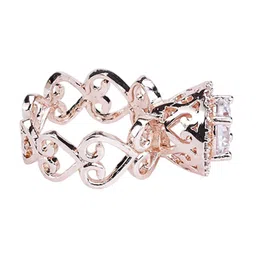 Opal Touch Rose Gold-Plated Cubic Zirconia Studded Adjustable Finger Ring image 4