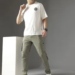 FCUK Men Pure Cotton Relaxed Fit Cargos Trousers image 5