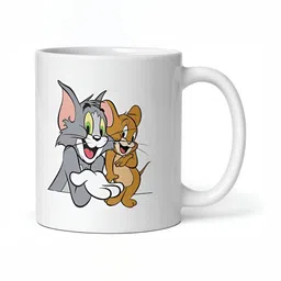 Mr UVD White & Grey Tom And Jerry Printed Ceramic Glossy Mug - 350 ml image 5