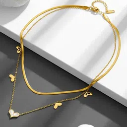 MEENAZ Gold Plated CZ Stone Studded Necklace With Chain-image-22