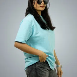 BlendCulture Drop-Shoulder Sleeves Round Neck Oversized Cotton T-shirt image 3