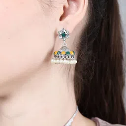 DEGHLAM Stones Studded & Beaded Oxidised Jewellery Set image 3