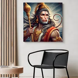 999Store Brown & Grey Lord Hanuman Printed Religious Canvas Painting Wall Art-image-29