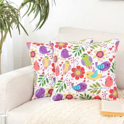 HOMPRIN White & Pink Set of 2 Square Cushion Covers-picture-12