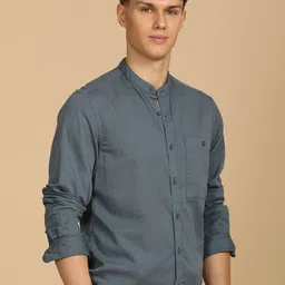 poe Placido - Fine Cotton Solid Shirt - Petrol image 2