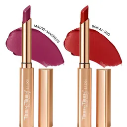 TEEN TEEN COSMETICS Set Of 2 Luxe Long Lasting Matte Lipstick -Mauve Madness-Bridal Red-picture-27