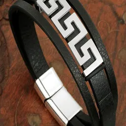 Vientiq Silver Leather Bracelet-picture-19