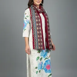 Sangria Women Maroon Silk Printed Casual Dupatta image 5