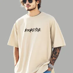 AUSK Graphic Printed Round Neck Drop-Shoulder Sleeves Oversized Cotton T-shirt image 5
