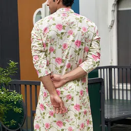 Shasak Men Floral Printed Thread Work Kurta image 4
