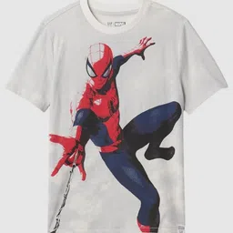 GAP Boys Marvel Spiderman Printed Pure Cotton Regular Fit T-Shirt-image-45