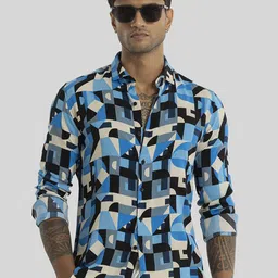 Snitch Men Smart Slim Fit Opaque Printed Casual Shirt-picture-39