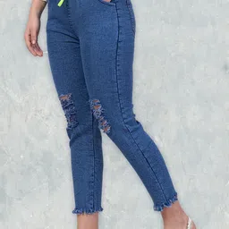 COUTUME COLLECTIONS Women Regular Fit Mid-Rise Highly Distressed Light Fade Jeans image 5