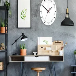 QEZNEF White Solid Geometric Traditional Wall Clock image 2