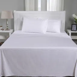 Bedbathandbliss White Satin 300 TC Super King Bedsheet Set 2.74 m x 2.74 m-picture-26