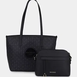 MINI WESST East West Luxe Brand Logo Printed PU Structured Tote Bag-picture-16