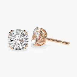 VALANOVA 18Kt Rose Gold Diamond Studded Earrings - 1.4g image 4