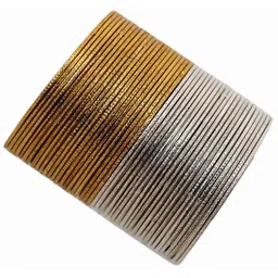 ZULKA Set OF 48 Gold Silver Non-Precious Metal Base and Textured Finished Bangles image 3