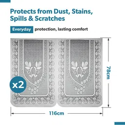 Kuber Industries Grey & White Cotton 4 Piece Sofa Cover image 3