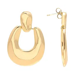 MAHTTAB Gold-Plated Oval Shaped Drop Earrings image 2