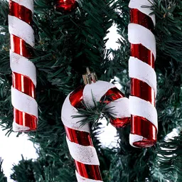 TAYHAA Set Of 2 Red & White Cany Cane Ornament image 2