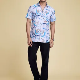 SZN Men Standard Fit Spread Collar Abstract Printed Cotton Casual Shirt image 2