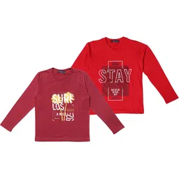 NeuVin Kids Pack of 2 Typography Printed Round Neck T-shirts-picture-37