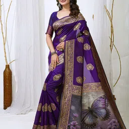 KAYOMMI Woven Design Embroidered Banarasi Saree image 4