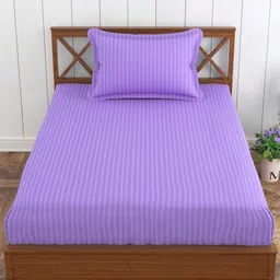 Trance Home Linen Purple Striped Pure Cotton 200 TC Single Bedsheet Set-2.54 m x 1.52 m-picture-41