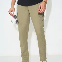 Street 808 by Pantaloons Men Solid Regular Fit Mid-Rise Cargos Trousers-image-6