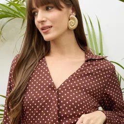 SASSAFRAS Polka Dot Print Georgette Maxi Dress image 3