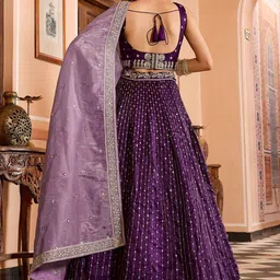 panchhi Embellished Sequinned Semi-Stitched Lehenga & Unstitched Blouse With Dupatta image 4