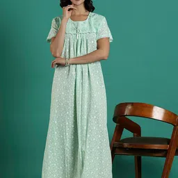 9shines Label Women Pure Cotton Embroidered Maxi Nightdress-picture-29