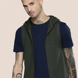 Moda Rapido Hooded Neck Sleeveless Front Open Cotton Sweatshirt-picture-36