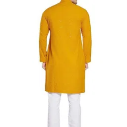 VRAJGLOBAL Mandarin Collar Mirror Cotton Work Kurta image 2