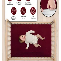 GRISHVA Maroon Cotton Water Resistant Mattress Protector image 3