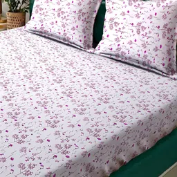 Myntra Elegant Homes Book Fold White Printed 300 TC Fitted King Bedsheet Set 2.5m x 2.25m image 3