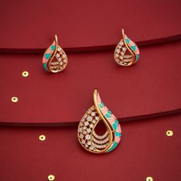 Kushal's Fashion Jewellery Gold Plated Cubic Zirconia Studded Jewellery Set-picture-32