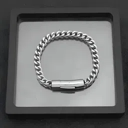 Thrillz Men Stainless Steel Silver-Plated Link Chain Bracelet-picture-21