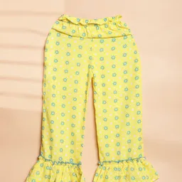 Cutiekins Girls Floral Printed Flared Knitted Palazzos image 2