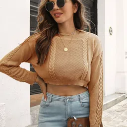 Oh Rare Women Cable Knit Crop Pullover-picture-13
