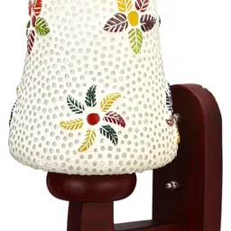 1ST TIME Multicoloured & White Colourblocked Wood Frustum Shaped Wall Lamp-picture-20