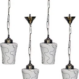 1ST TIME White & Black 4 Pieces Textured Bell Shaped Hanging Ceiling Lamps-picture-23