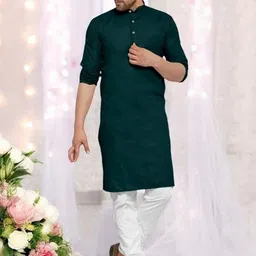 ANUJ FASHION Men Green Solid Kurta-picture-38